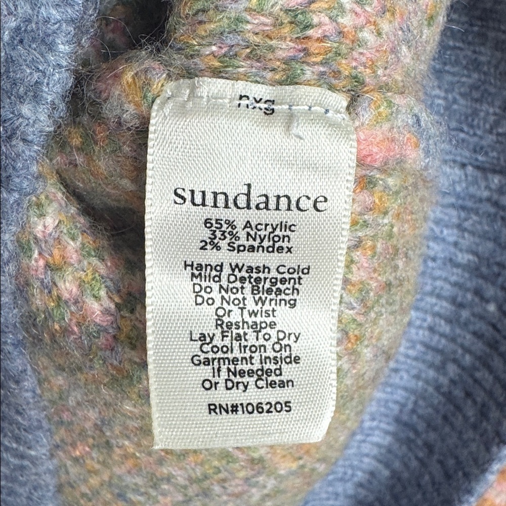 Sundance Kristan Floral Sweater Balloon Sleeves Oversized size XS Blue & Peach - Picture 4 of 6